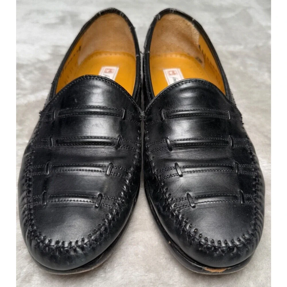 Sandro Moscoloni Lance Black Leather Slip On Loafers Mens US 7.5 Made In Spain